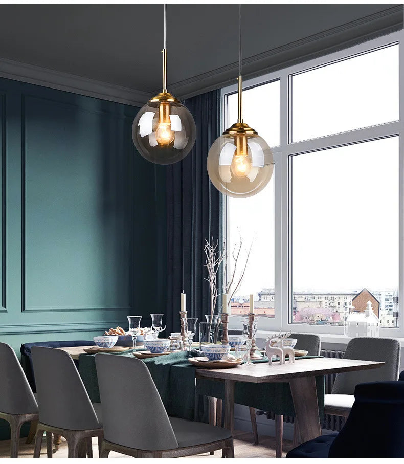 Moderne luxe metalen hanglamp – Nordic LED glazen pendant voor woonkamer, eetkamer & bedside