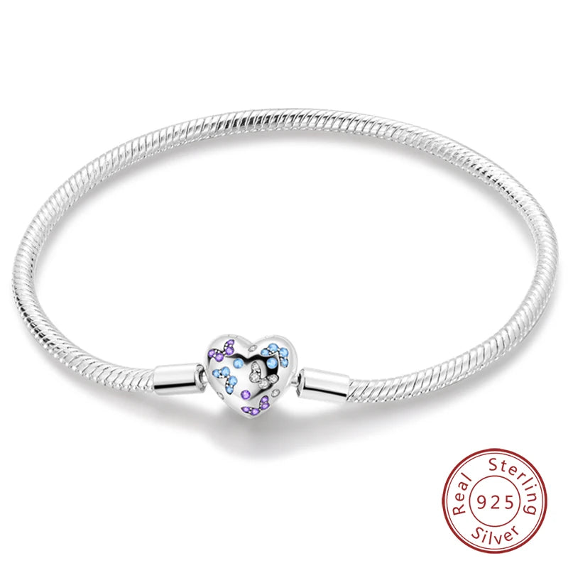925 Sterling zilveren “Forever Love” hartarmband – Ster, maan, vliegtuig & aarde charms voor dames