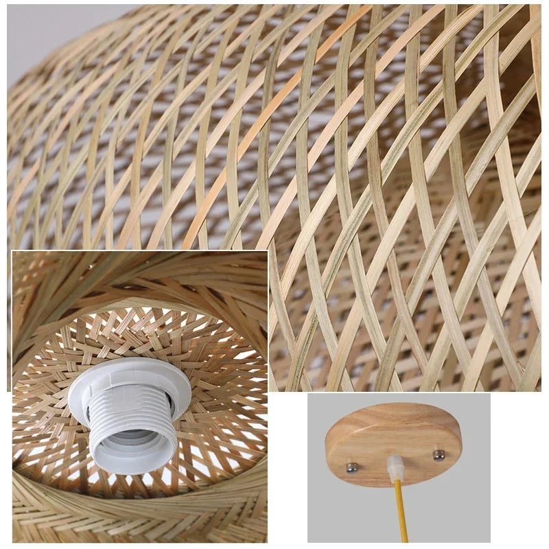 Rotan bamboe hanglamp – handgeweven natuurlijke pendant lamp voor woonkamer & slaapkamer