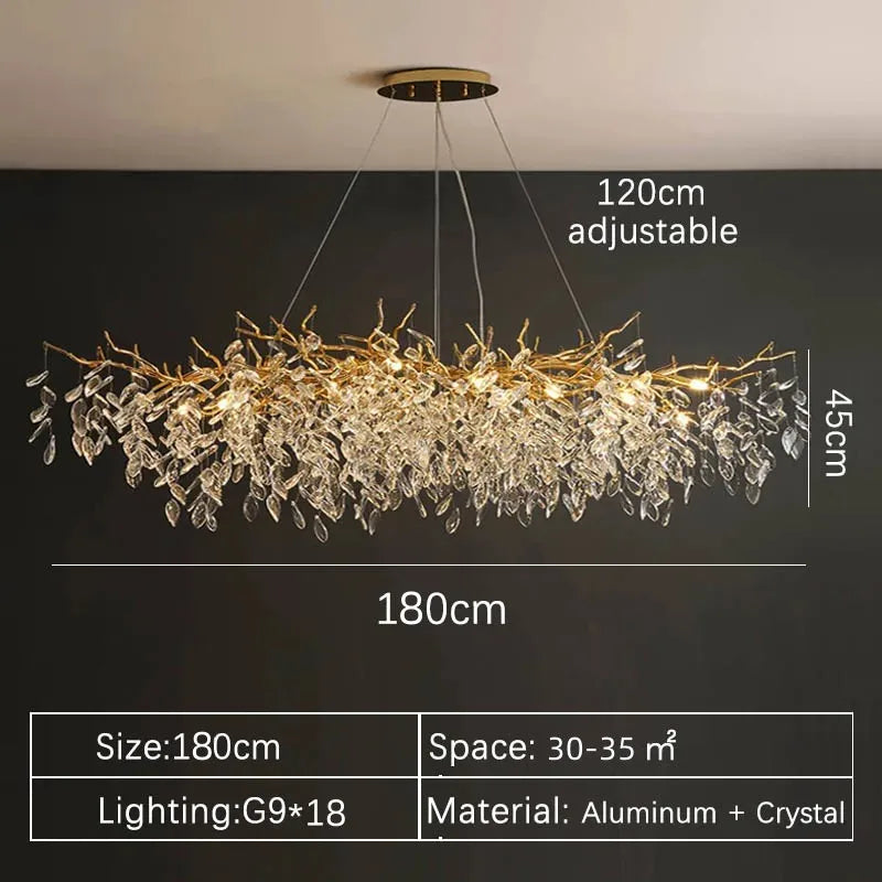 Luxe gouden kristallen LED kroonluchter – elegante plafondverlichting voor woonkamer & eetkamer