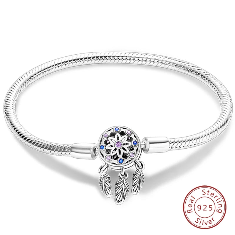 925 Sterling zilveren “Forever Love” hartarmband – Ster, maan, vliegtuig & aarde charms voor dames
