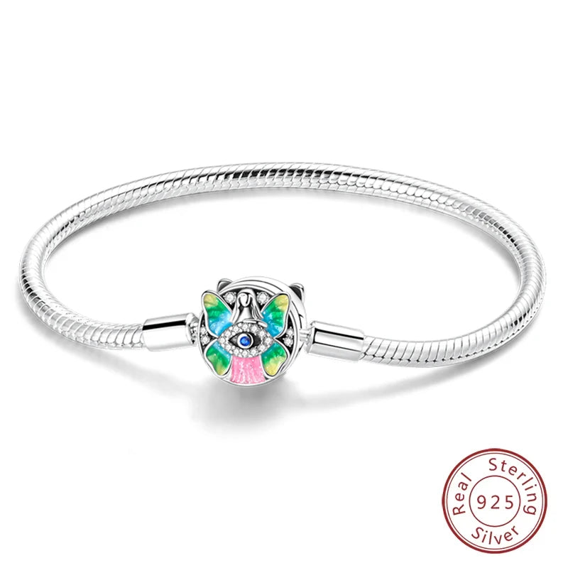 925 Sterling zilveren “Forever Love” hartarmband – Ster, maan, vliegtuig & aarde charms voor dames