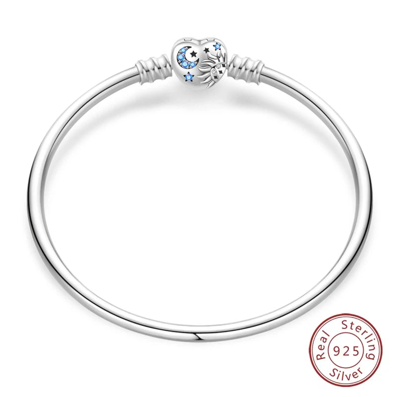 925 Sterling zilveren “Forever Love” hartarmband – Ster, maan, vliegtuig & aarde charms voor dames