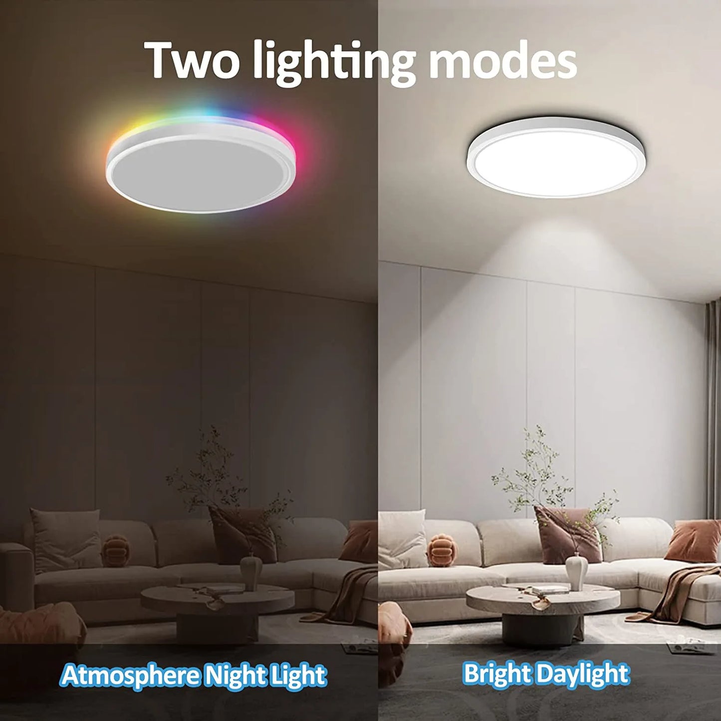 24W LED plafondlamp met RGB & nachtlicht – dimbare plafondverlichting met afstandsbediening voor slaapkamer & woonkamer