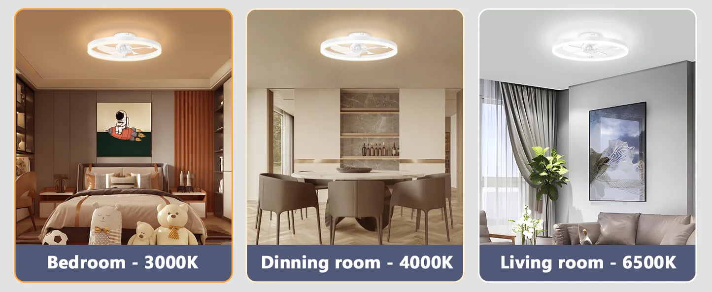 Slimme plafondventilator met LED licht & afstandsbediening – 6 snelheden, dimbaar (50 cm)