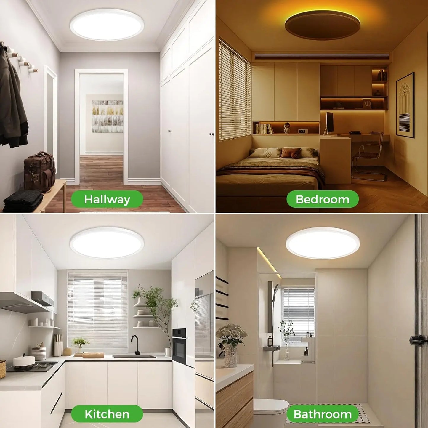 24W LED plafondlamp met RGB & nachtlicht – dimbare plafondverlichting met afstandsbediening voor slaapkamer & woonkamer