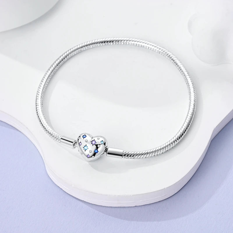 925 Sterling zilveren “Forever Love” hartarmband – Ster, maan, vliegtuig & aarde charms voor dames