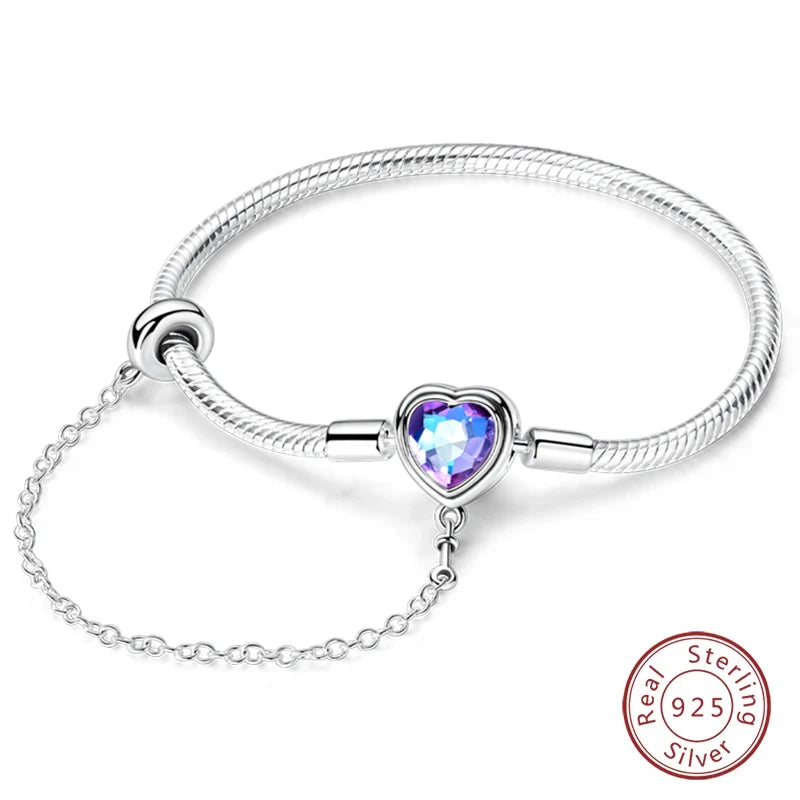 925 Sterling zilveren “Forever Love” hartarmband – Ster, maan, vliegtuig & aarde charms voor dames
