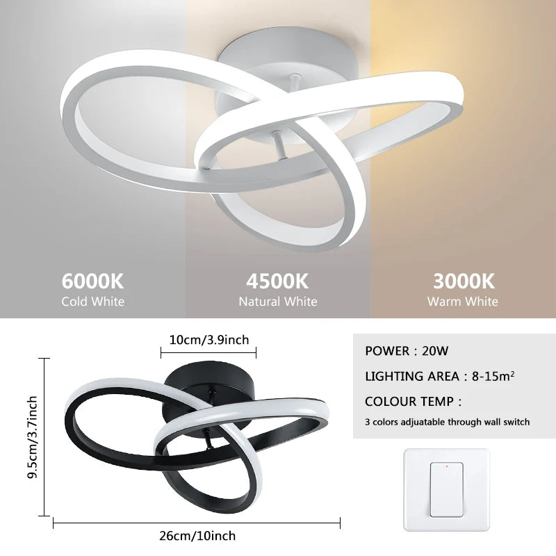 Moderne LED plafondlamp 3 lichtkleuren – opbouw plafondverlichting voor slaapkamer & eetkamer