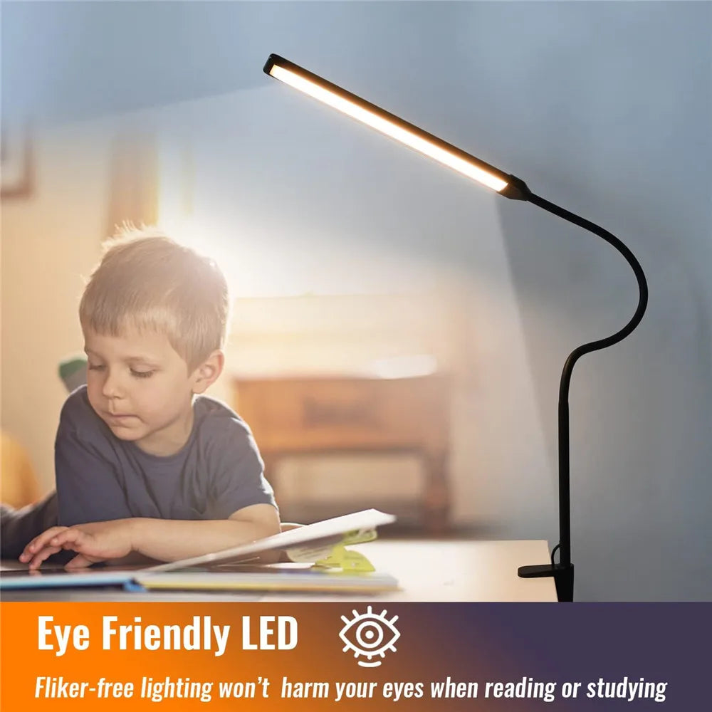 Dubbele LED bureauklem lamp – 3 lichtkleuren & 10 dimstanden voor thuis en kantoor