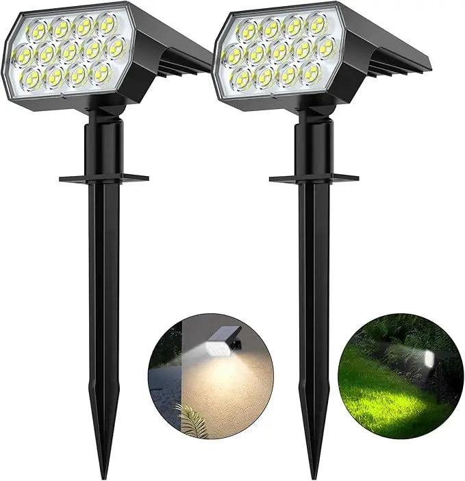 Solar Tuin Spotlights Buiten 52 LED – 3 Lichtstanden – IP65 Waterdicht – Zonne-Spotlamp voor Pad, Oprit & Tuin