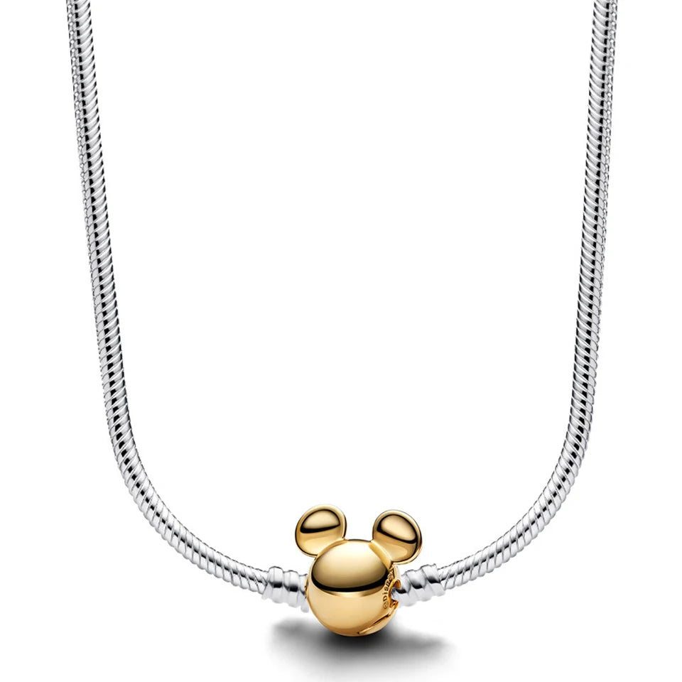Disney-inspiratie Minnie & Mickey ketting – 925 sterling zilveren charm met strik en pompoen detail