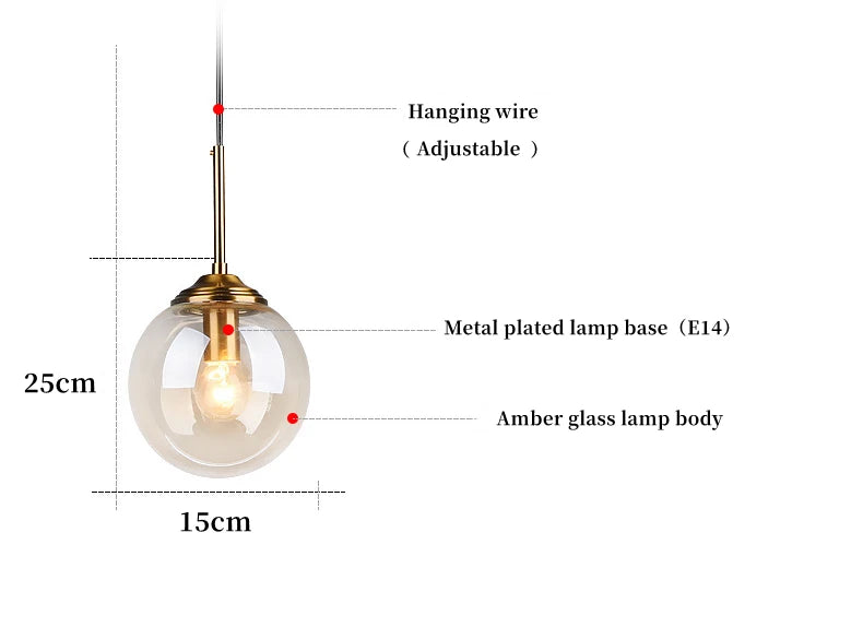 Moderne luxe metalen hanglamp – Nordic LED glazen pendant voor woonkamer, eetkamer & bedside