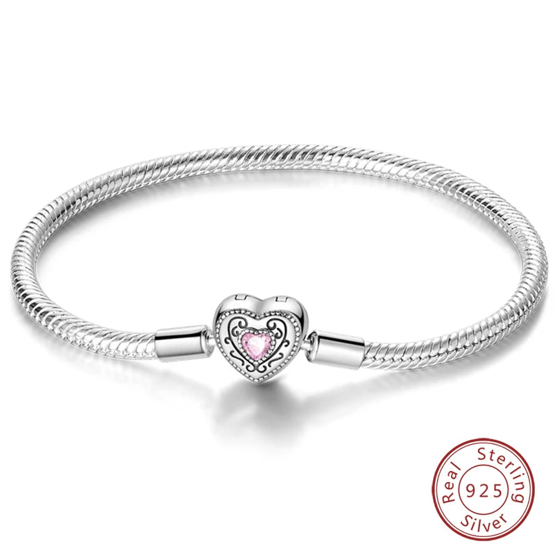 925 Sterling zilveren “Forever Love” hartarmband – Ster, maan, vliegtuig & aarde charms voor dames