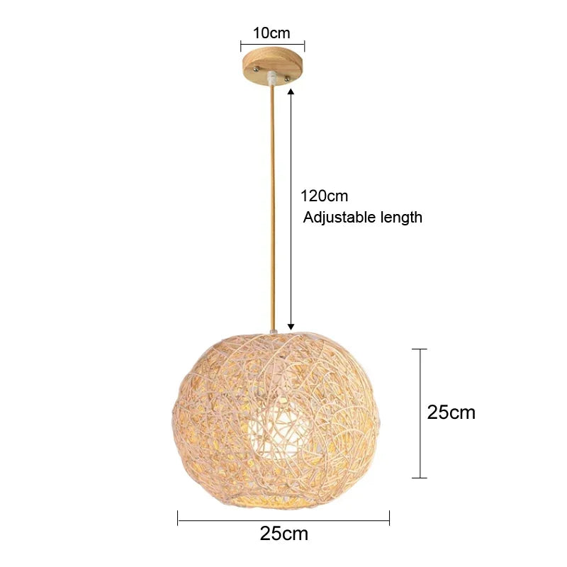 Rotan bamboe hanglamp – handgeweven natuurlijke pendant lamp voor woonkamer & slaapkamer