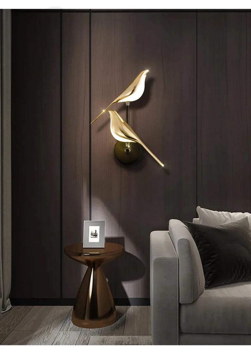 Nordic gouden vogel LED wandlamp – design Art Deco wandverlichting voor slaapkamer & woonkamer