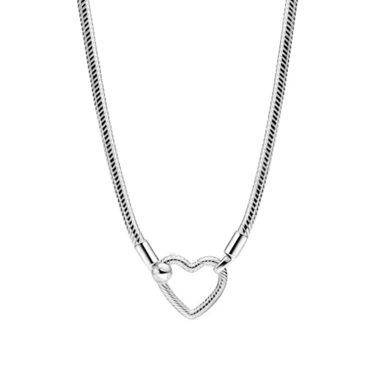 925 sterling zilveren slangenschakel ketting met hart hanger – klassieke charm ketting voor vrouwen