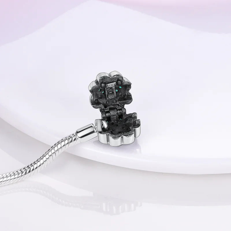 925 sterling zilveren bedelarmband – Ster, maan, zon & klavertje vier met groene zirconia