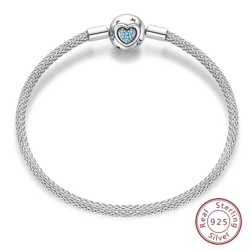 925 sterling zilveren bedelarmband – Ster, maan, zon & klavertje vier met groene zirconia