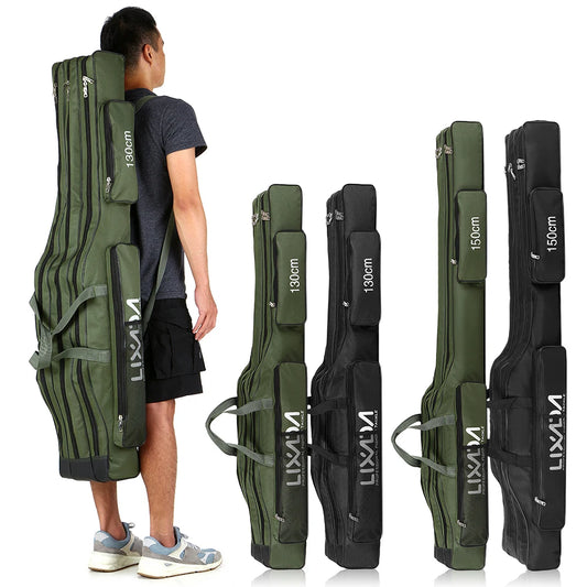 3-Laags Visfoudraal 130/150 cm – Opvouwbare Hengeltas voor Vissen & Reizen