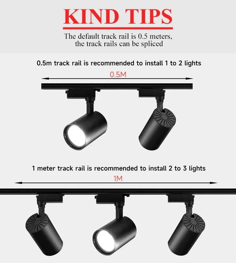 LED railspot 220V – 12W/20W/30W/40W plafond track verlichting voor woonkamer & keuken
