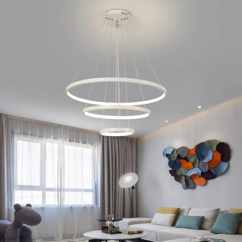 Moderne LED ring kroonluchter – dimbare design hanglamp voor eetkamer & slaapkamer