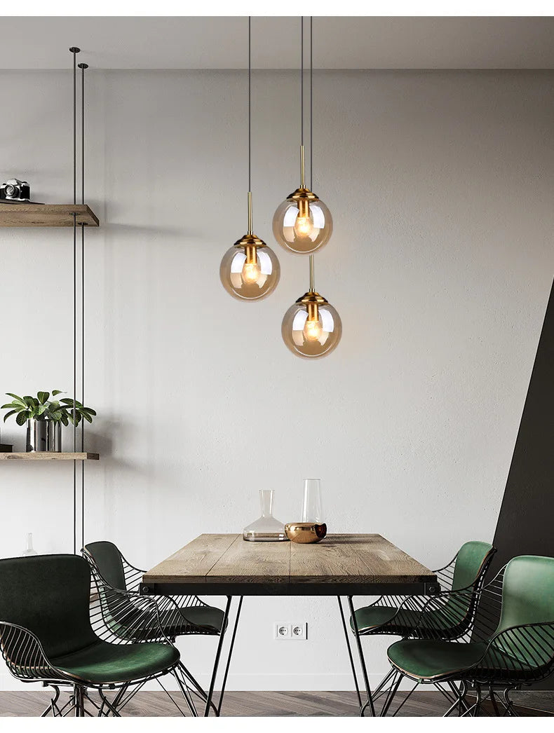 Moderne luxe metalen hanglamp – Nordic LED glazen pendant voor woonkamer, eetkamer & bedside