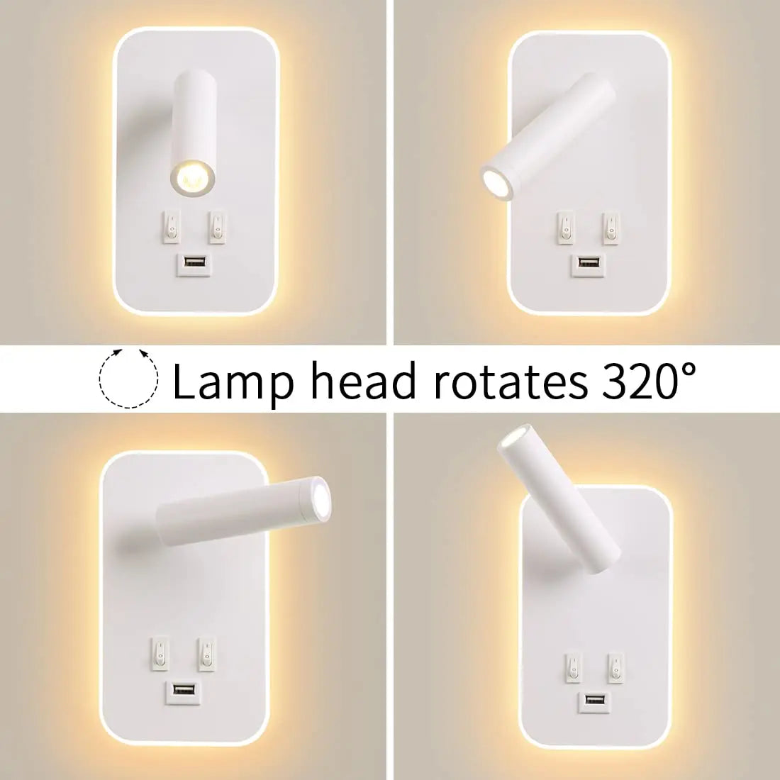 LED bedwandlamp met leeslicht & USB-poort – draaibare wandlamp met schakelaar voor slaapkamer