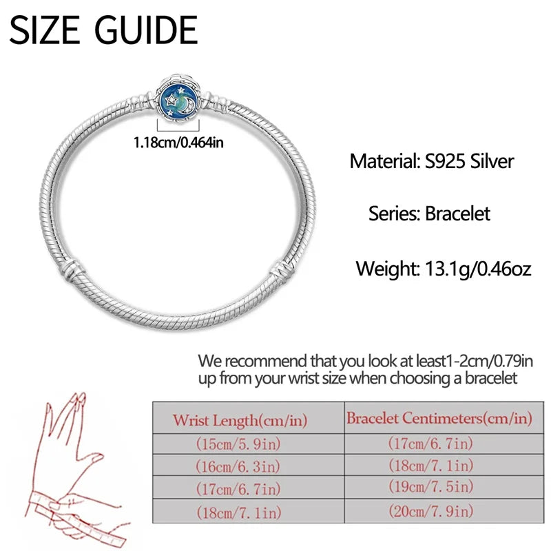 925 Sterling zilveren “Forever Love” hartarmband – Ster, maan, vliegtuig & aarde charms voor dames