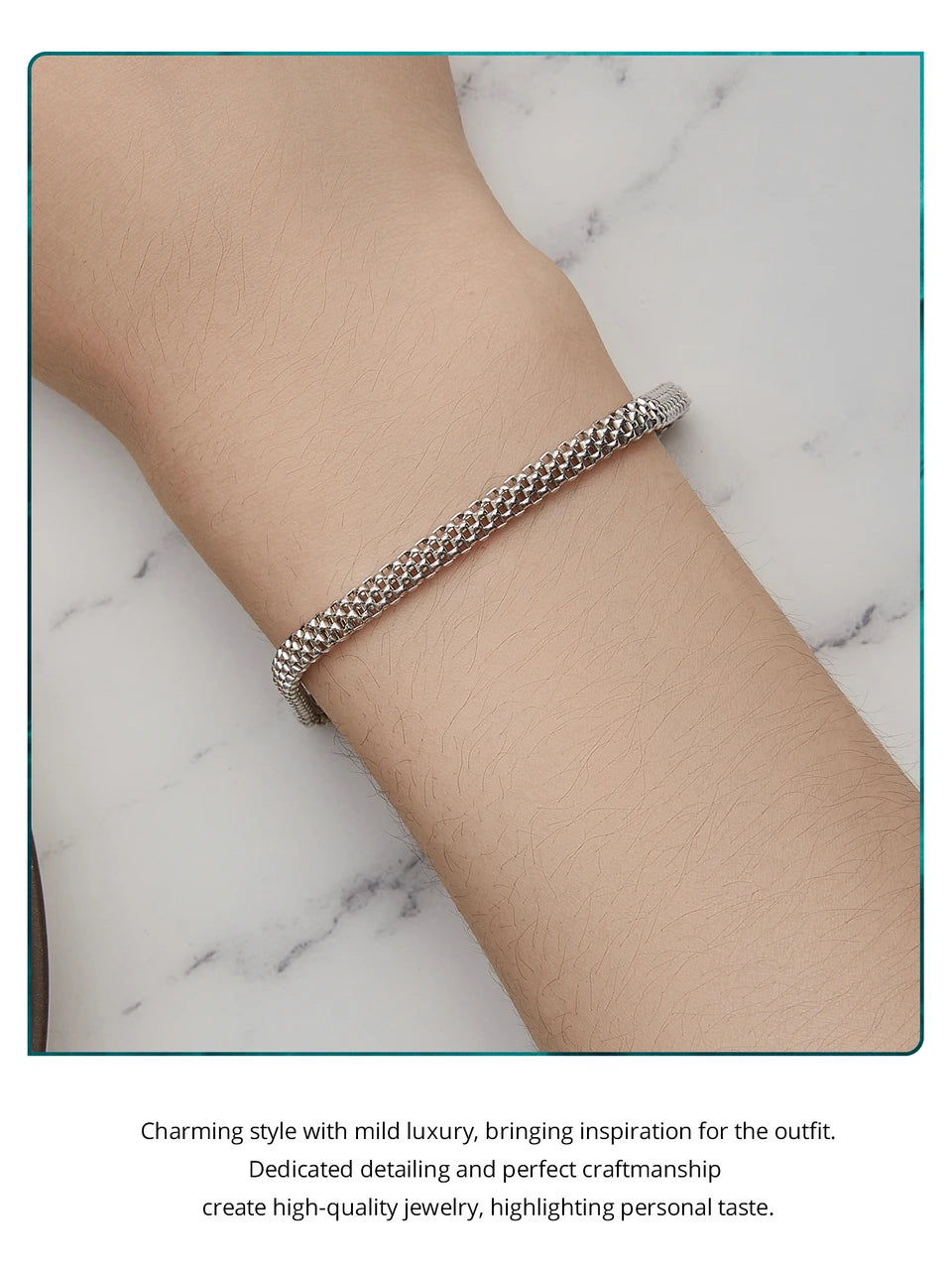 925 sterling zilveren gevlochten armband – retro schakelarmband met vierkante gesp