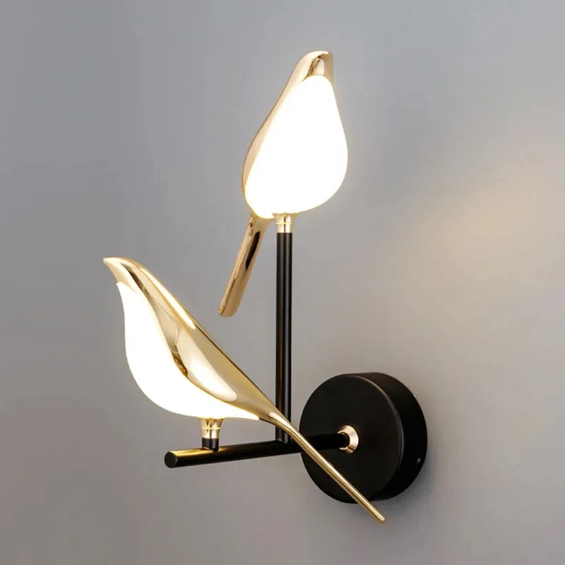 Nordic gouden vogel LED wandlamp – design Art Deco wandverlichting voor slaapkamer & woonkamer