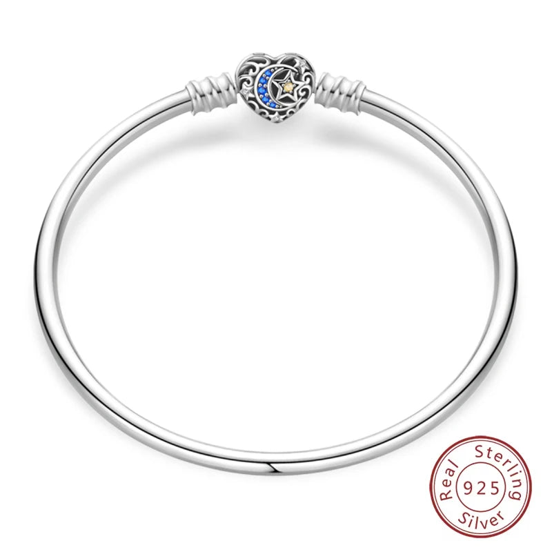 925 Sterling zilveren “Forever Love” hartarmband – Ster, maan, vliegtuig & aarde charms voor dames