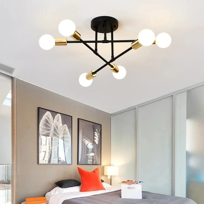 Nordic minimalistische hanglamp – moderne LED plafondlamp in zwart/goud voor slaapkamer & woonkamer
