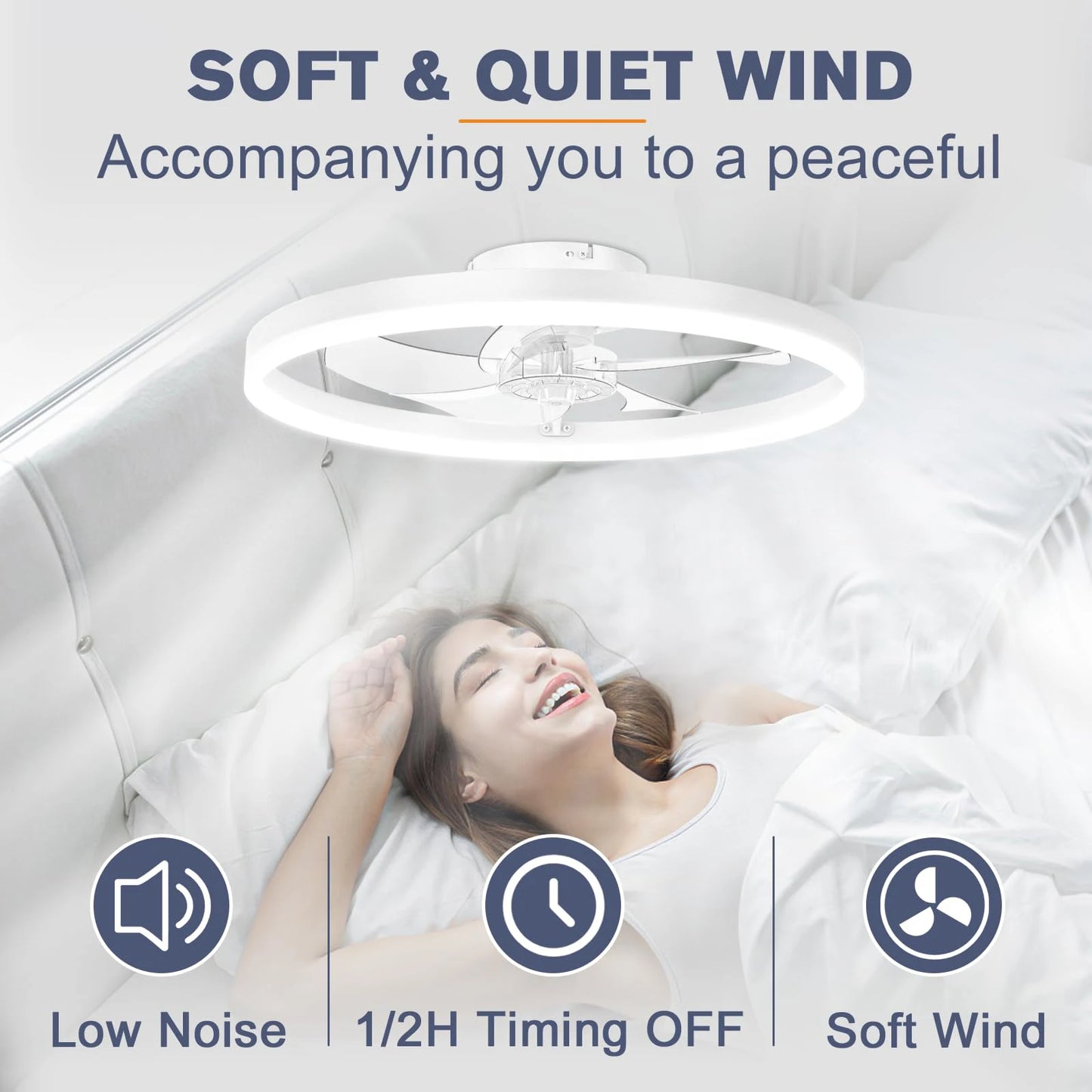 Slimme plafondventilator met LED licht & afstandsbediening – 6 snelheden, dimbaar (50 cm)