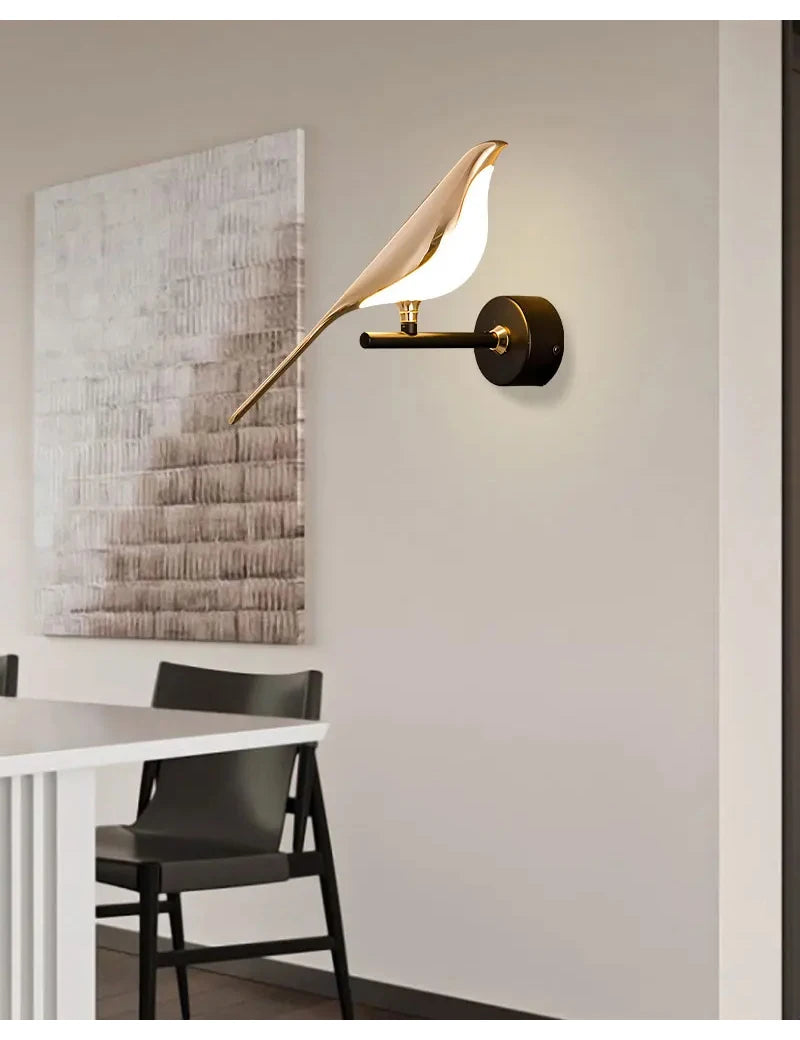 Nordic gouden vogel LED wandlamp – design Art Deco wandverlichting voor slaapkamer & woonkamer