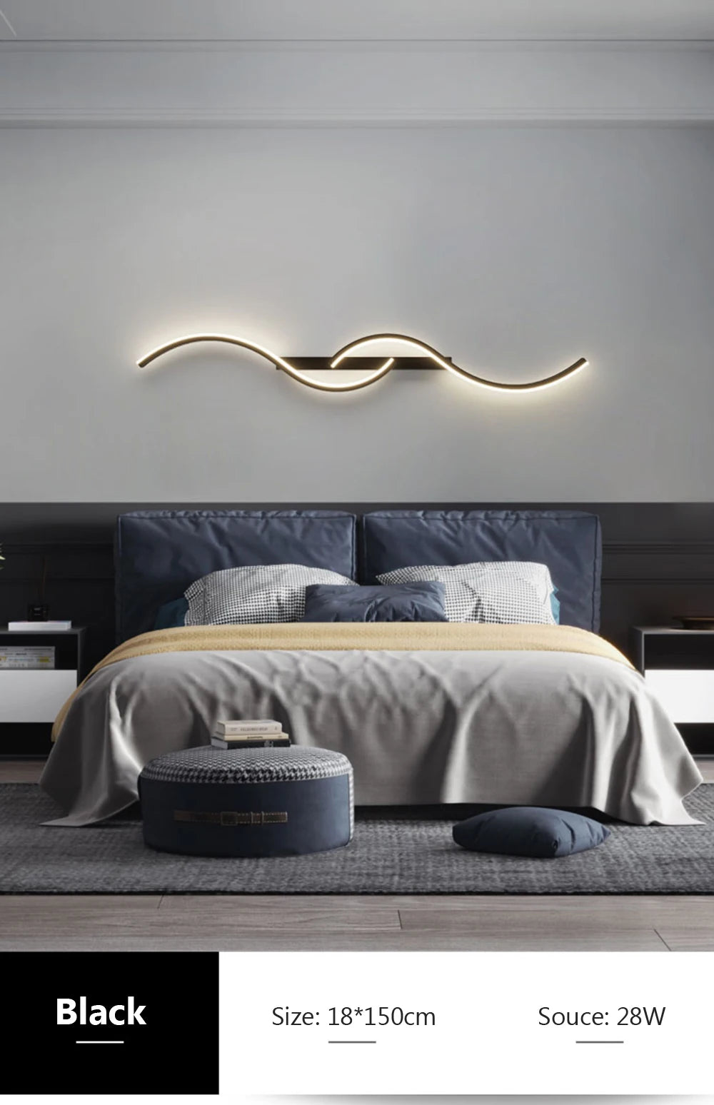 Moderne LED wandlamp – minimalistische lange wandverlichting voor slaapkamer & woonkamer