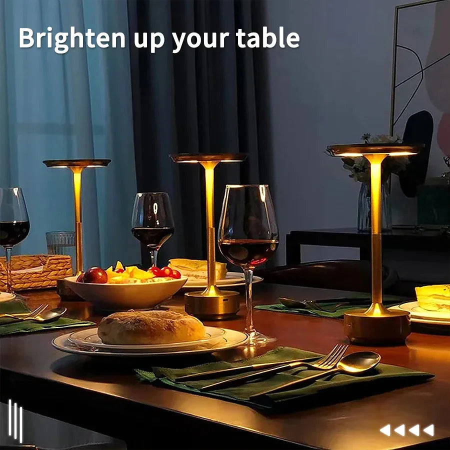 Draadloze oplaadbare tafellamp – dimbare LED touch lamp met retro design (portable)