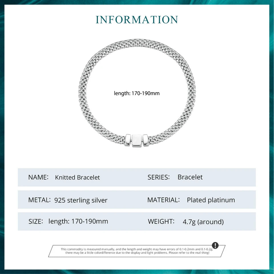 925 sterling zilveren gevlochten armband – retro schakelarmband met vierkante gesp