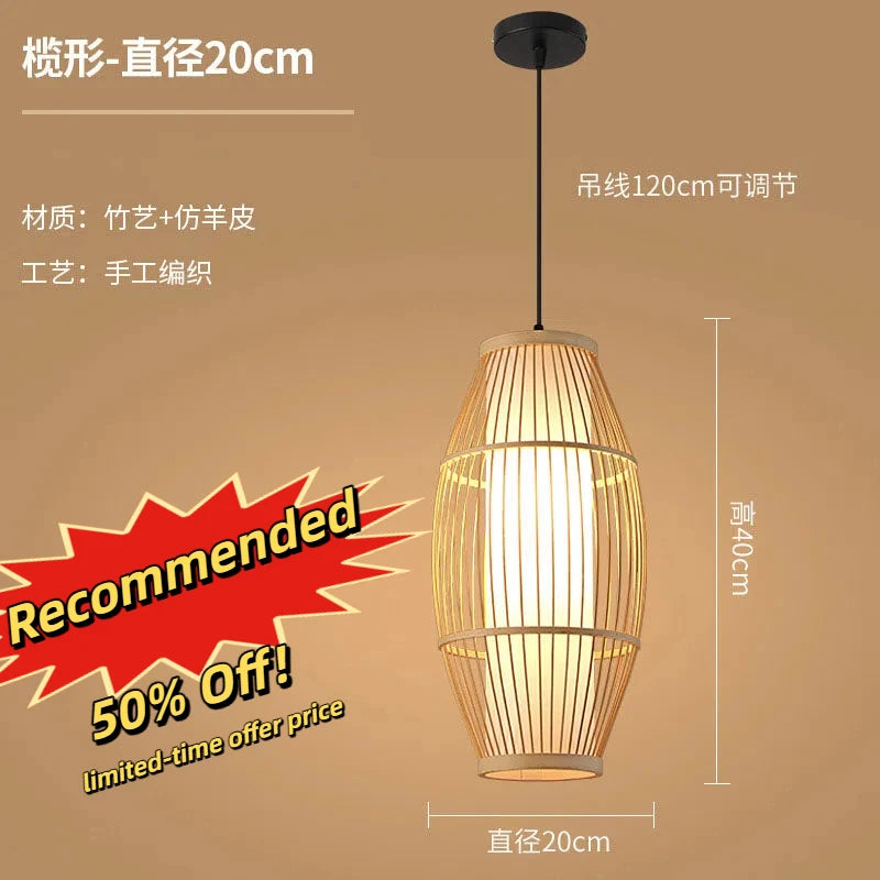 Rotan bamboe hanglamp – handgeweven natuurlijke pendant lamp voor woonkamer & slaapkamer