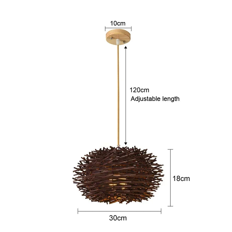 Rotan bamboe hanglamp – handgeweven natuurlijke pendant lamp voor woonkamer & slaapkamer