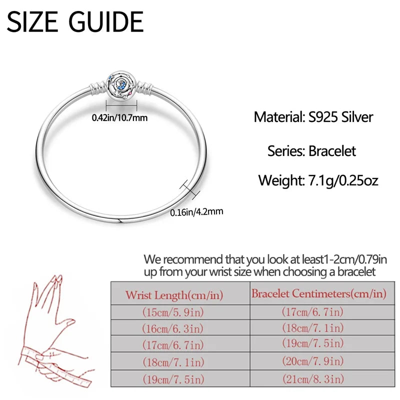 925 Sterling zilveren “Forever Love” hartarmband – Ster, maan, vliegtuig & aarde charms voor dames