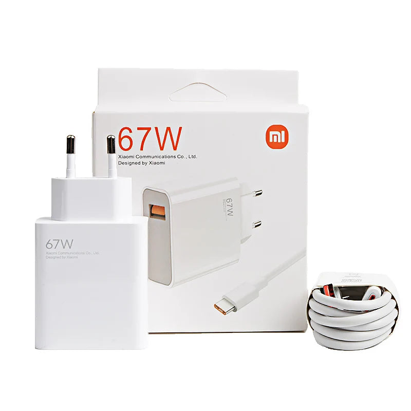 Xiaomi 67W originele snellader EU – Turbo Charge adapter met 6A USB-C kabel